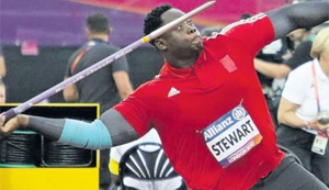 T&T’s Akeem Stewart on his way to breaking his own World record to claim gold in the men’s F44 javelin at the World Para Athletics Championships yesterday at London’s Olympic Stadium in England. PHOTO: MARK DAVIDSON T&T’s Akeem Stewart on his way to breaking his own World record to claim gold in the men’s F44 javelin at the World Para Athletics Championships yesterday at London’s Olympic Stadium in England. PHOTO: MARK DAVIDSON