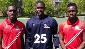 Former national under 21 goalkeeper Kwasi Emmanuel, centre, poses with his brothers Kristien and Keiron at the 2016 Pan Am Hockey Tournament in Canada. Former national under 21 goalkeeper Kwasi Emmanuel, centre, poses with his brothers Kristien and Keiron at the 2016 Pan Am Hockey Tournament in Canada.