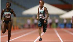 FLASHBACK: Michelle-Lee Ahye (right) sprints to the finish line to capture the women’s 100 metres title at the NGC/Sagicor NAAA National Track and Field Championships last evening at the Hasely Crawford Stadium, Mucurapo, on June 25,2016. PHOTO BY ALLAN CRANE/CA-IMAGES. FLASHBACK: Michelle-Lee Ahye (right) sprints to the finish line to capture the women’s 100 metres title at the NGC/Sagicor NAAA National Track and Field Championships last evening at the Hasely Crawford Stadium, Mucurapo, on June 25,2016. PHOTO BY ALLAN CRANE/CA-IMAGES.