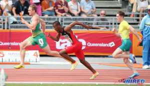 Photo: Trinidad and Tobago sprinter Nathan Farinha (centre) gets going a tad early during the 4x100m relay in the Gold Coast 2018 Commonwealth Games. (Copyright Allan V Crane/CA-Images/Wired868) Photo: Trinidad and Tobago sprinter Nathan Farinha (centre) gets going a tad early during the 4x100m relay in the Gold Coast 2018 Commonwealth Games. (Copyright Allan V Crane/CA-Images/Wired868)