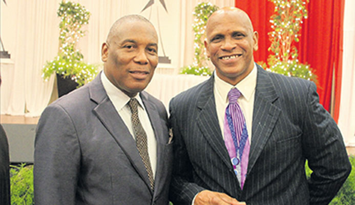 President of the T&T Track and Field Association (TTSSTFA) Phillip Allard, right, and president of the NAAA, Ephraim Serrette at the NAAA’s annual awards at the Radisson Hotel, Wrightson Road, Port of Spain on January 7.