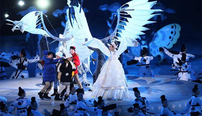 Dancers perform the 'Land of Peace' segment during the Opening Ceremony of the PyeongChang 2018 Winter Olympic Games