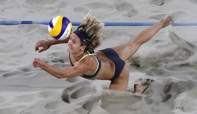  Germany’s Laura Ludwig in action during the 2016 Olympics: ‘Players are adapting by training all year around and by playing smarter and more strategically.’ Photograph: Patrick Smith/Getty Images