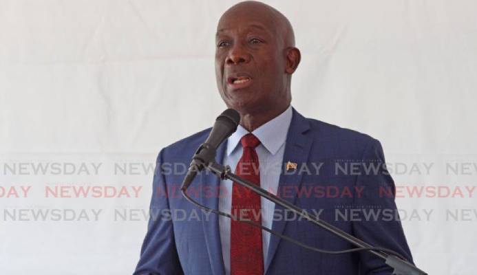 Prime Minister of Trinidad and Tobago Dr. Keith Rowley delivers feature address at the opening of The Home of Football in Couva. Photo by - Marvin Hamilton
