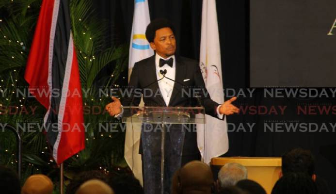 TT Olympic Committee (TTOC) president Brian Lewis delivers his address at the annual TTOC awards on Sunday. PHOTO BY ROGER JACOB - ROGER JACOB