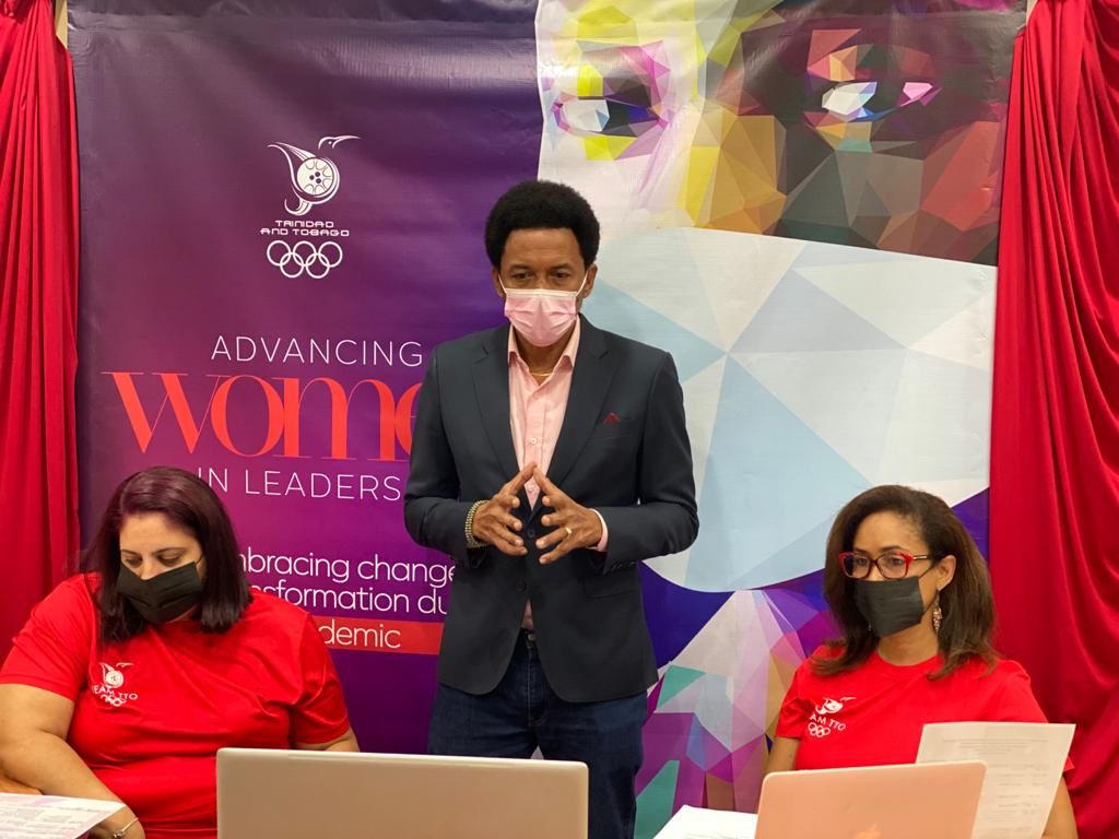 Brian Lewis, the T&TOC present as he addressed participants of the Women in Leadership Seminar in September at Olympic House in Port-of-Spain.