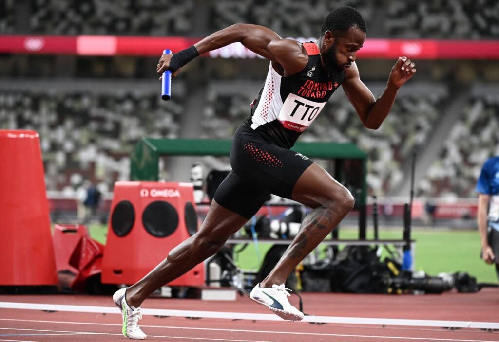 Trinidad and Tobago's Deon Lendore in the men's 4x400 relay heats at the Tokyo Games at the Olympic Stadium in Japan last year. -