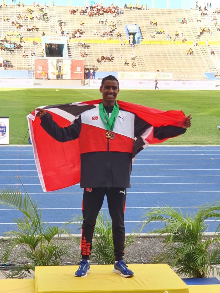 TT athlete Keeran Sriskandarajah at the 2022 Carifta Games at the National Stadium in Kingston, Jamaica. -