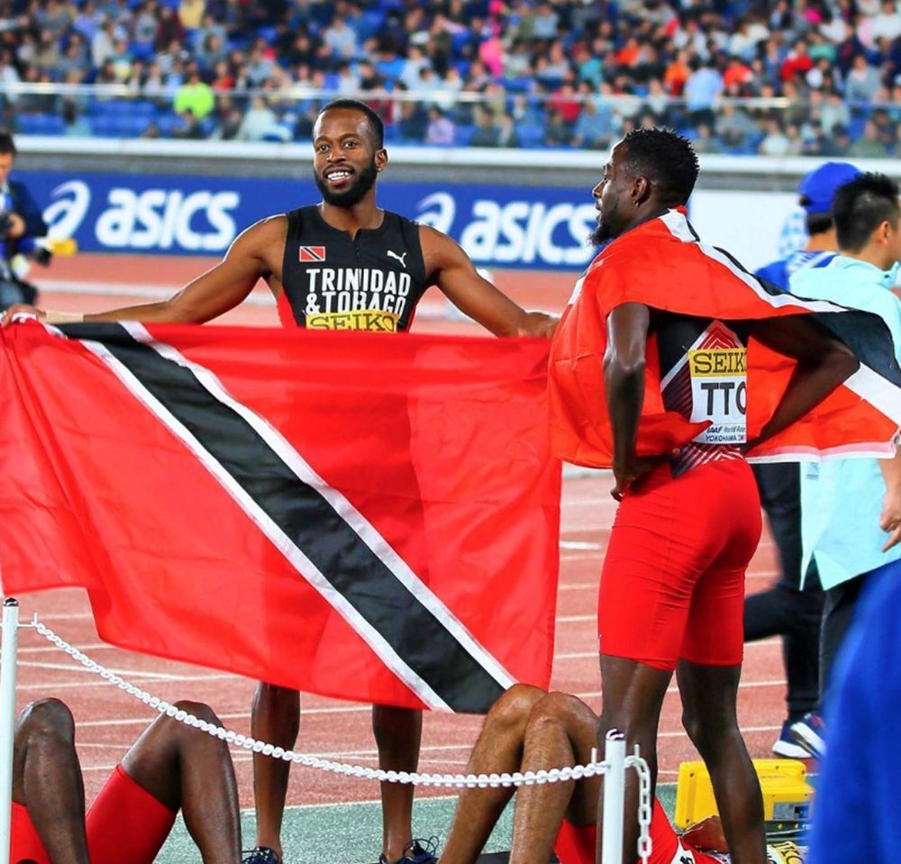 TT sprinter Deon Lendore, seen holding the national flag, in this photo posted to his Instagram account. -