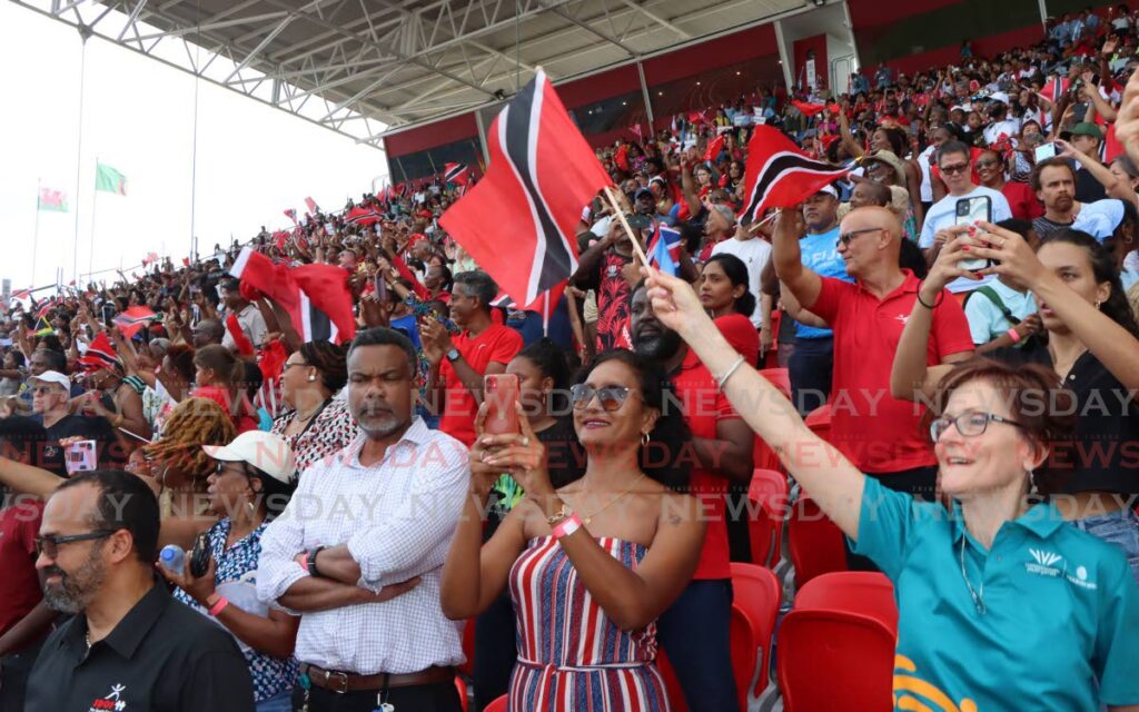 Supporters raise a cheer to the TT team, Hasely Crawford Stadium, Port of Spain. - (Image obtained at newsday.co.tt)