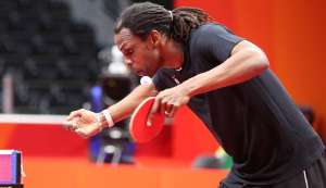 In this file photo, Team TTO’s Dexter St Louis serves off to India’s Amalraj Anthony (not pictured) during the Gold Coast 2018 XXI Commonwealth Games Team Table Tennis Round 1 at Oxenford Studios, Gold Coast, Queensland, Australia, on April 4,2018. In this file photo, Team TTO’s Dexter St Louis serves off to India’s Amalraj Anthony (not pictured) during the Gold Coast 2018 XXI Commonwealth Games Team Table Tennis Round 1 at Oxenford Studios, Gold Coast, Queensland, Australia, on April 4,2018.